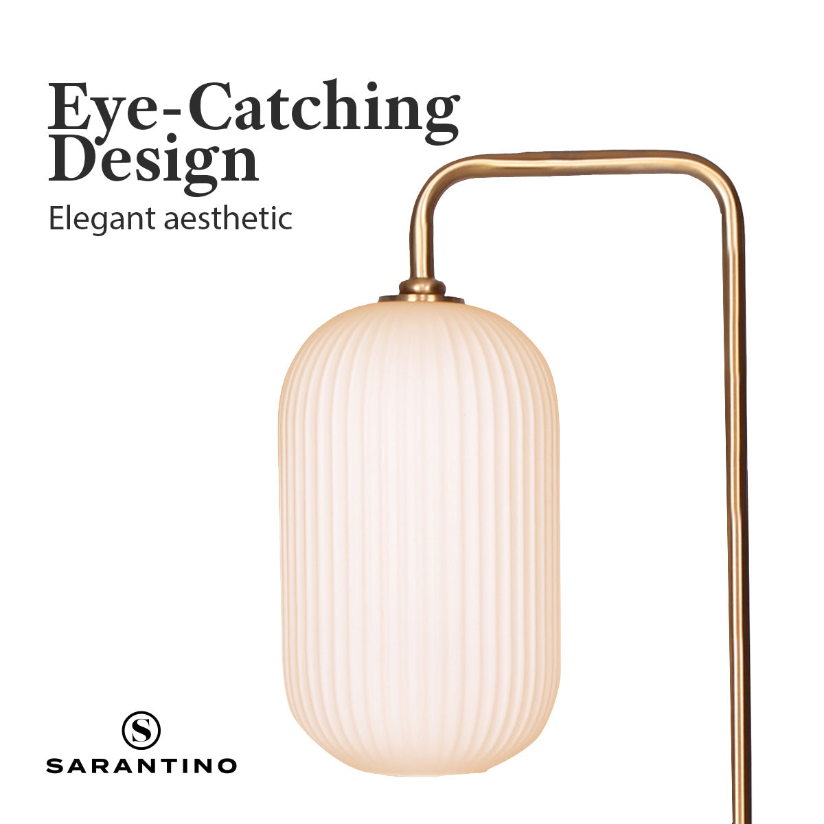 Sarantino Metal Floor Lamp With Opal Glass Shade V240-LMP-MLM-9052