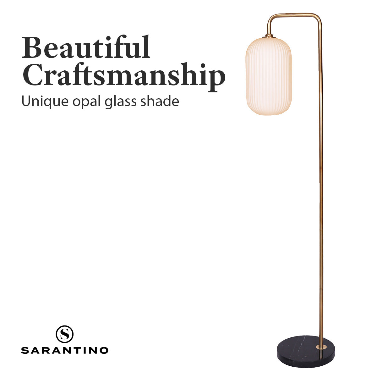 Sarantino Metal Floor Lamp With Opal Glass Shade V240-LMP-MLM-9052