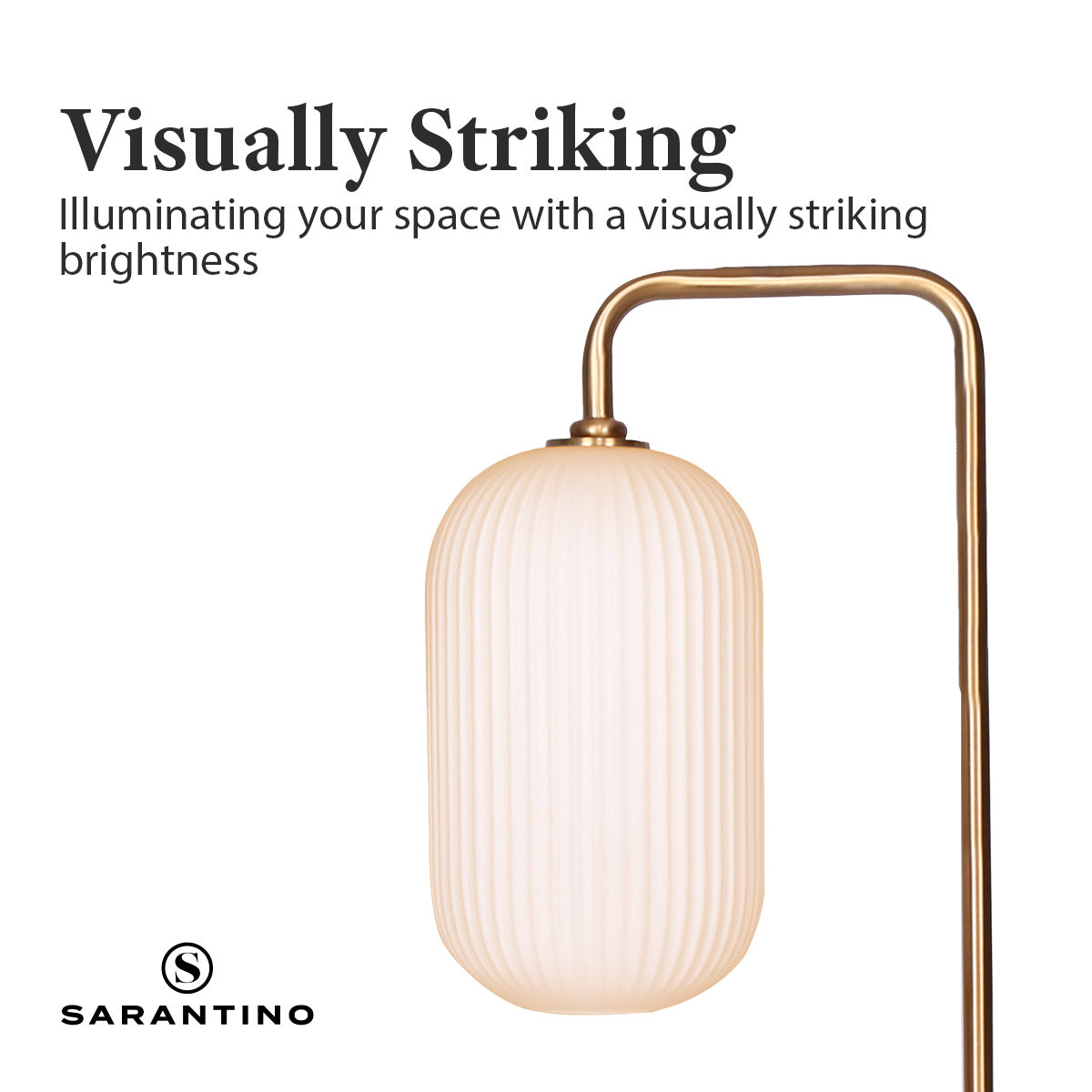 Sarantino Metal Floor Lamp With Opal Glass Shade V240-LMP-MLM-9052
