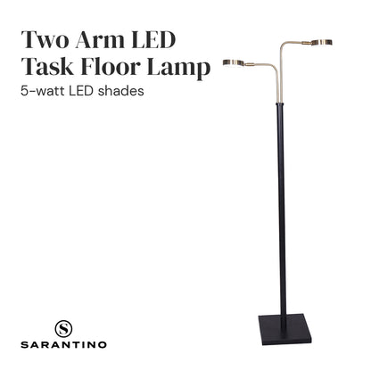 Sarantino LED Metal Floor Lamp with 2 Lights in Brushed Gold and Black Finish V240-LMP-MLM-ML82618