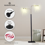 Sarantino LED Metal Floor Lamp with 2 Lights in Brushed Gold and Black Finish V240-LMP-MLM-ML82618