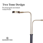 Sarantino LED Metal Floor Lamp with 2 Lights in Brushed Gold and Black Finish V240-LMP-MLM-ML82618