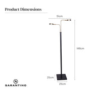 Sarantino LED Metal Floor Lamp with 2 Lights in Brushed Gold and Black Finish V240-LMP-MLM-ML82618