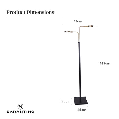 Sarantino LED Metal Floor Lamp with 2 Lights in Brushed Gold and Black Finish V240-LMP-MLM-ML82618
