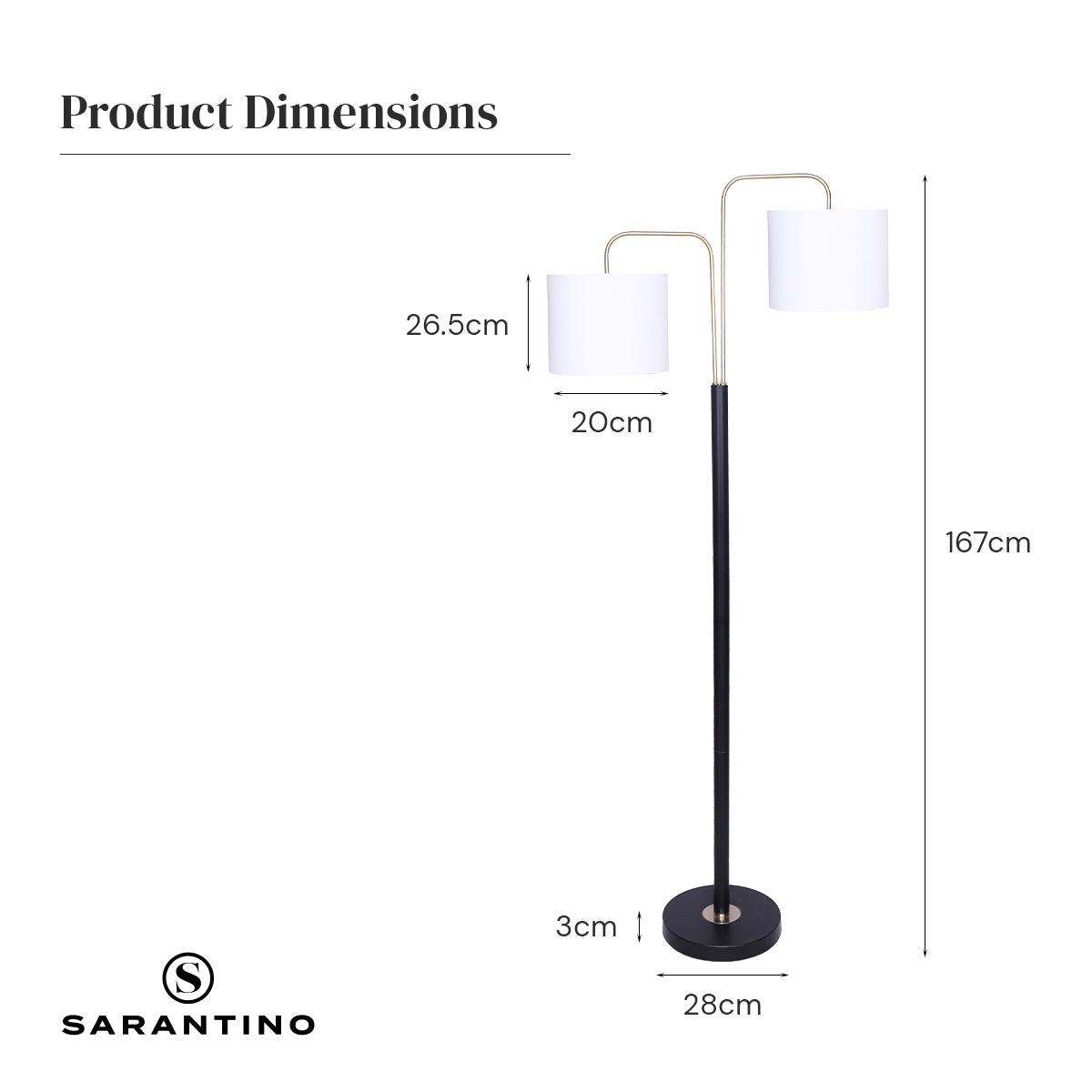 Sarantino Black/Brass Finish Reading Light Electric Table Lamp V240-LMP-MLM-ML93539