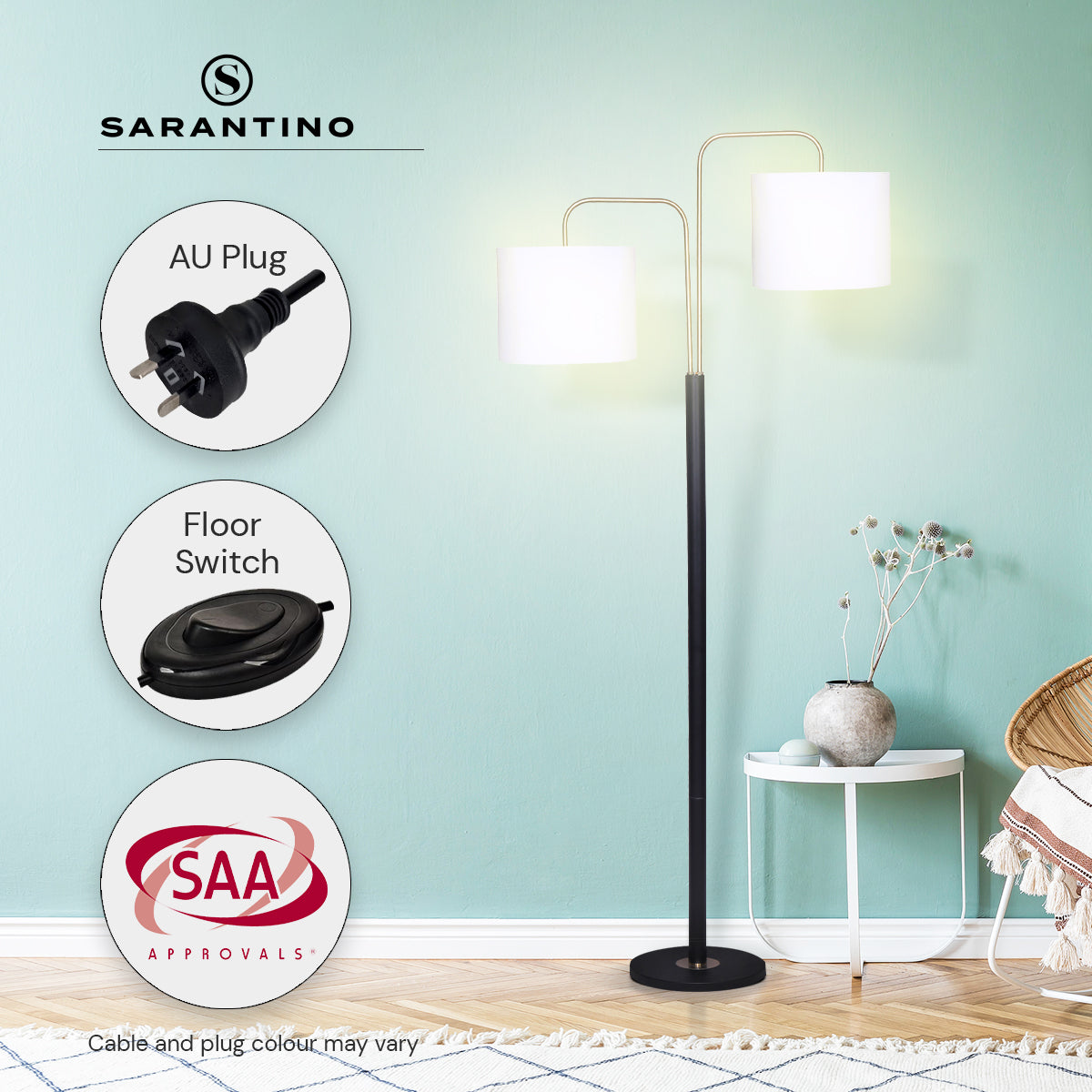 Sarantino Black/Brass Finish Reading Light Electric Table Lamp V240-LMP-MLM-ML93539