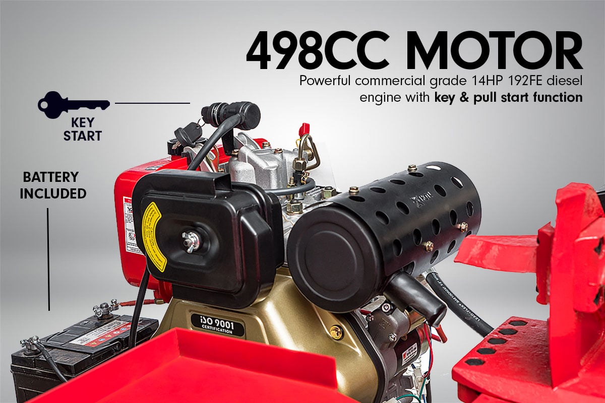 Yukon 60 Ton Diesel Electric Start Engine Hydraulic Log Splitter Wood Firewood V240-LOG-DIE-060