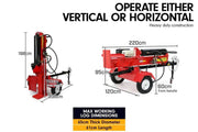 Yukon 60 Ton Diesel Electric Start Engine Hydraulic Log Splitter Wood Firewood V240-LOG-DIE-060
