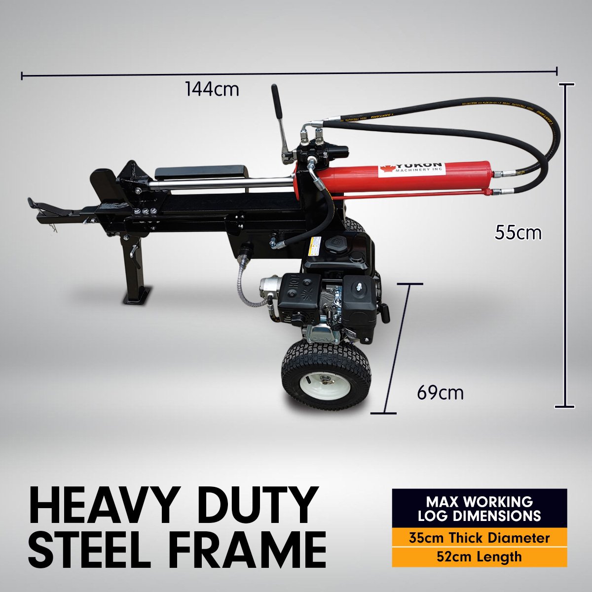 Yukon 18 Ton Petrol Log Splitter Wood Cutter Hydraulic Ram Wood Cutter Firewood Chopper Axe Wedge V240-LOG-PTR-018
