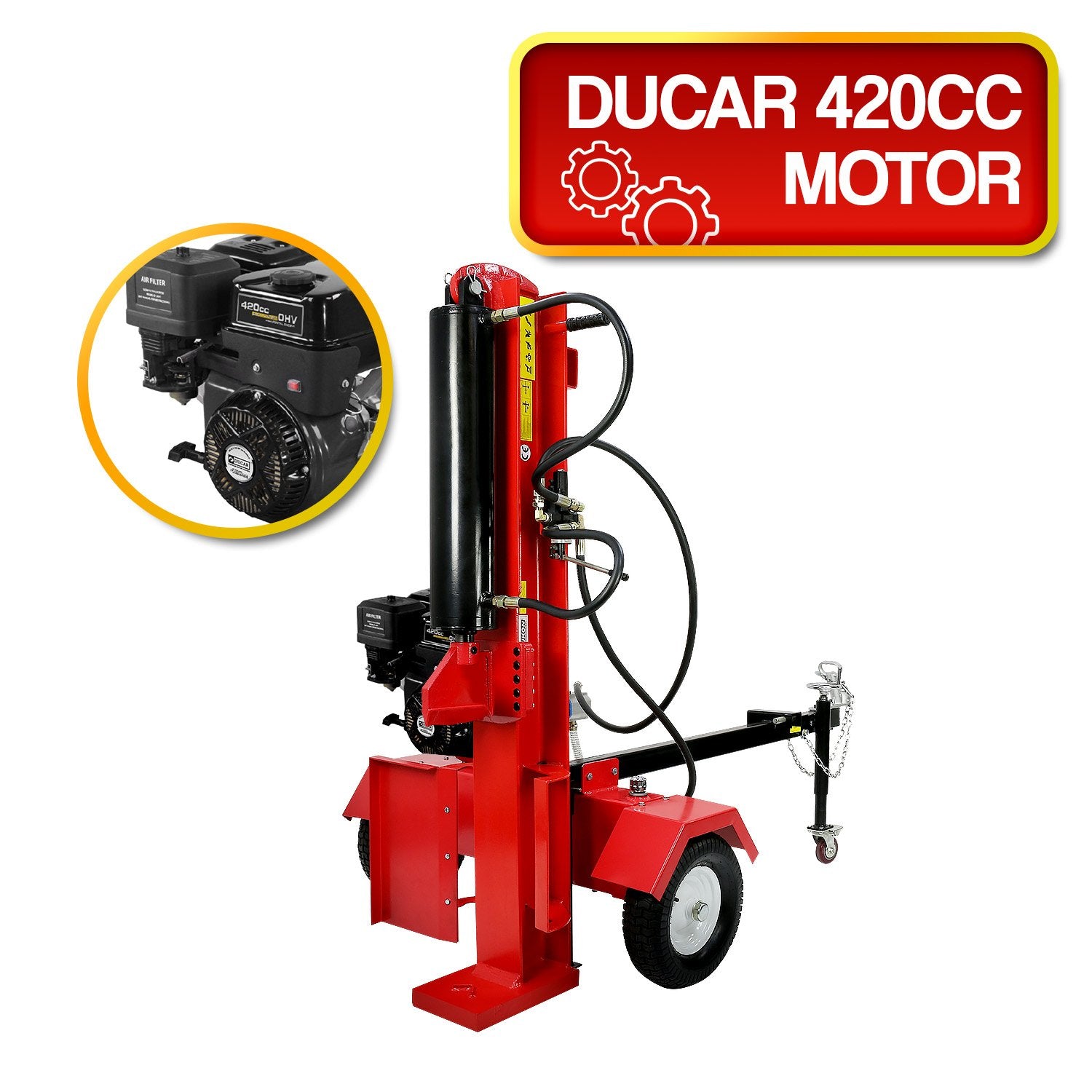 Yukon 60 Ton 420cc Hydraulic Log Splitter Petrol Engine Wood Firewood Cutter V240-LOG-PTR-060