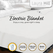 Laura Hill Electric Blanket Queen Size Fitted Underlay Winter Throw - White V240-LTC3-152-WH