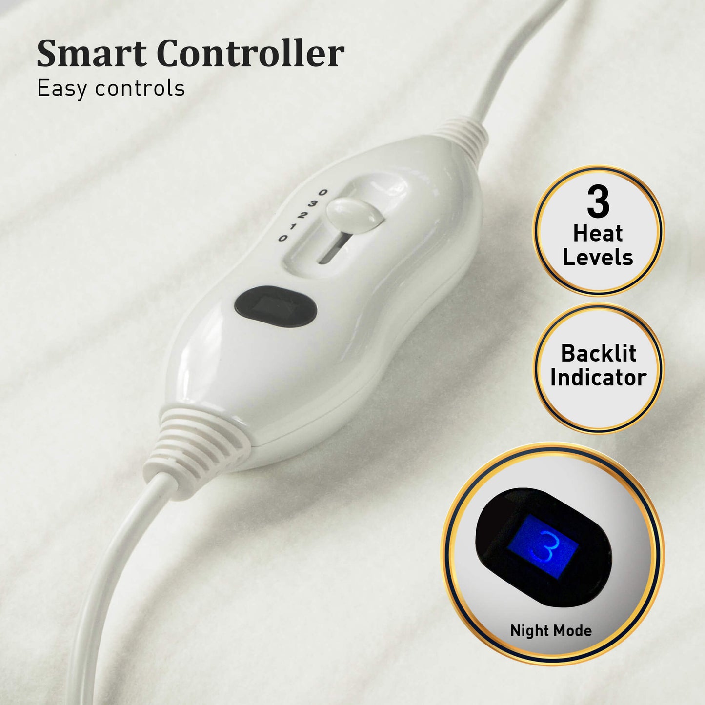 Laura Hill Electric Blanket Queen Size Fitted Underlay Winter Throw - White V240-LTC3-152-WH