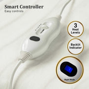 Laura Hill Electric Blanket Queen Size Fitted Underlay Winter Throw - White V240-LTC3-152-WH