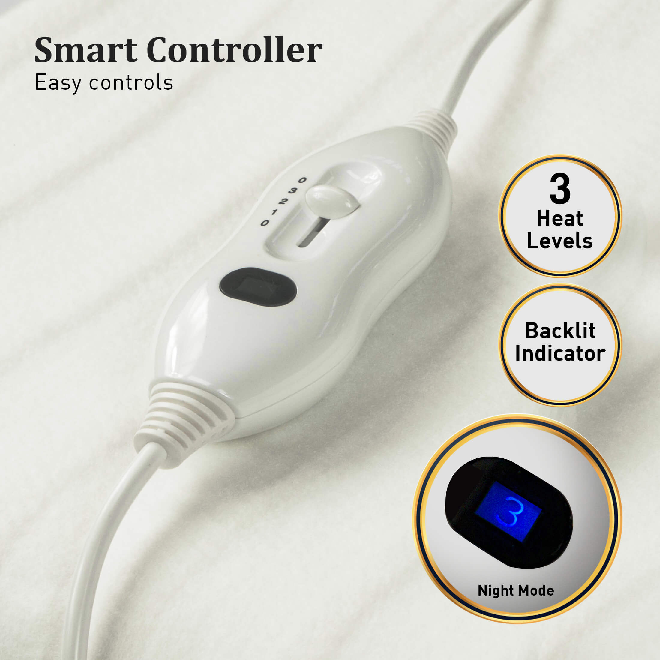Laura Hill Electric Blanket Queen Size Fitted Underlay Winter Throw - White V240-LTC3-152-WH
