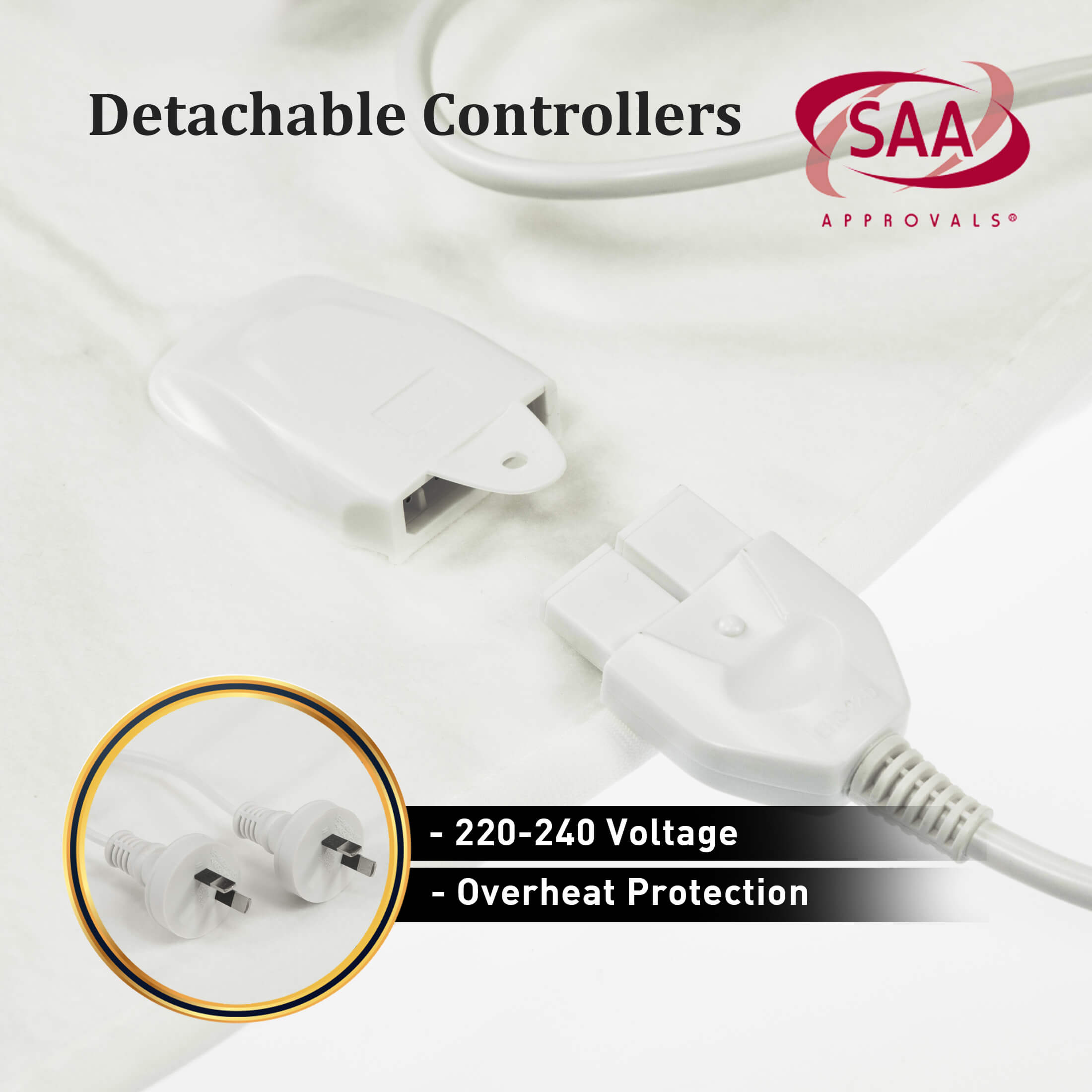 Laura Hill Electric Blanket Queen Size Fitted Underlay Winter Throw - White V240-LTC3-152-WH