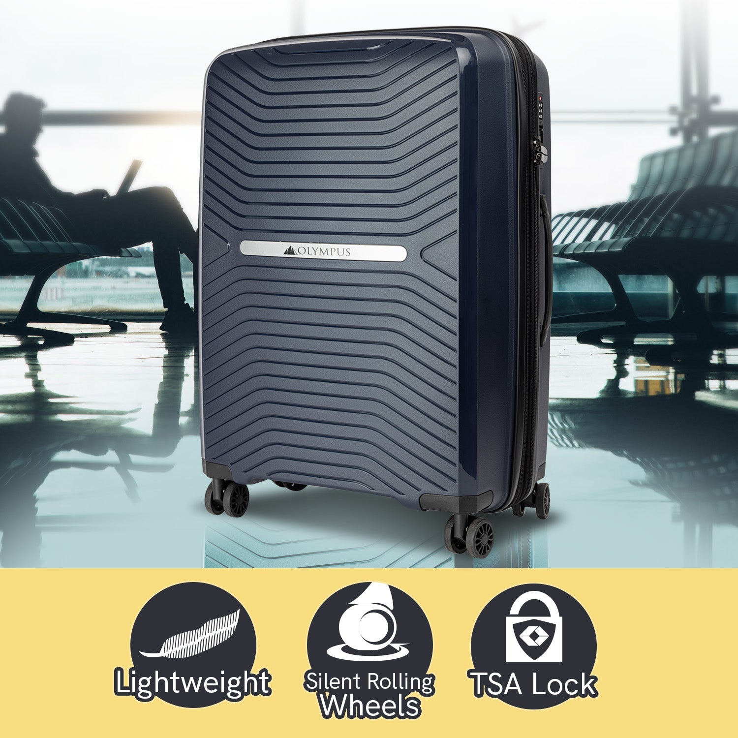 Olympus Astra 20in Lightweight Hard Shell Suitcase - Aegean Blue V240-LUG-901-20-BU
