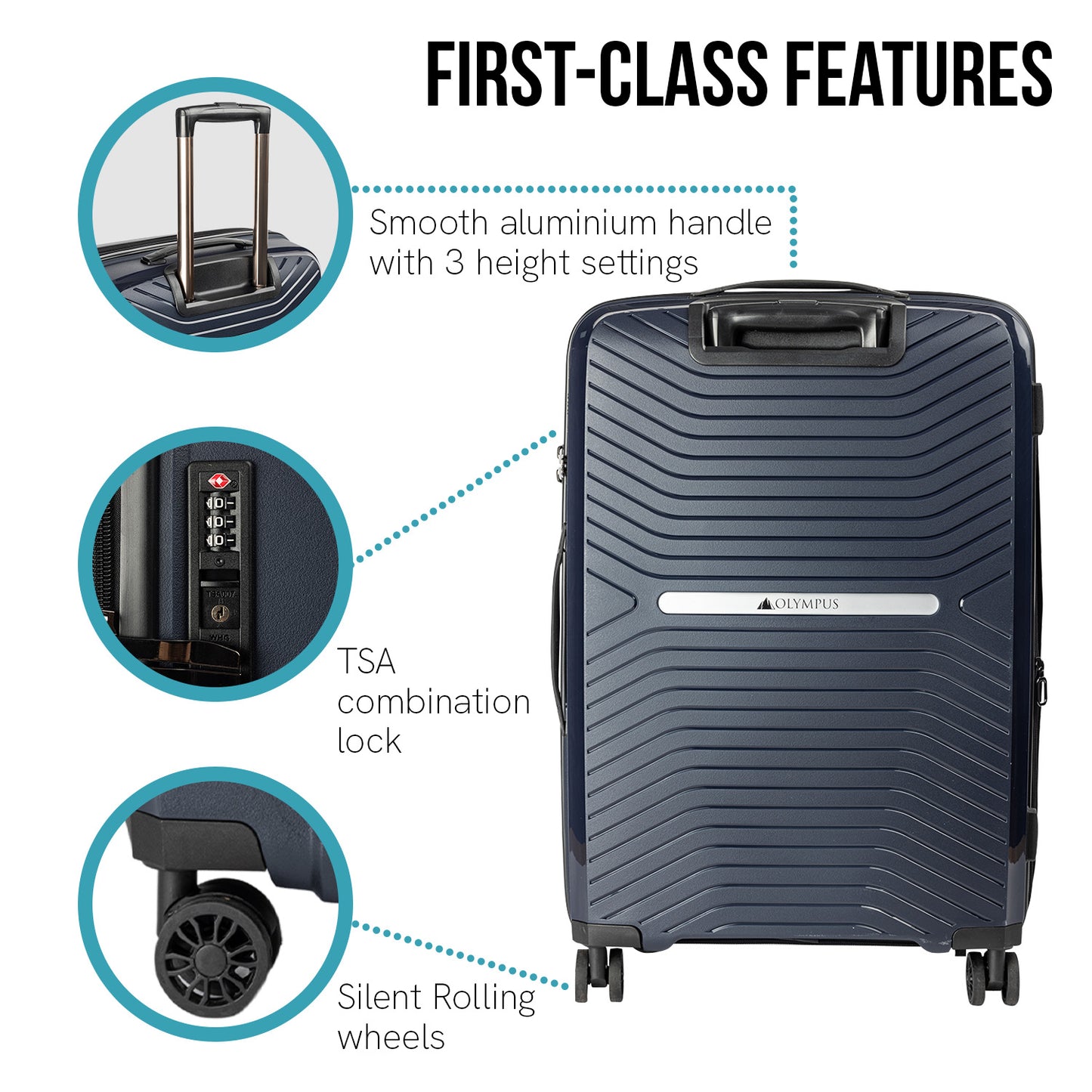 Olympus Astra 20in Lightweight Hard Shell Suitcase - Aegean Blue V240-LUG-901-20-BU