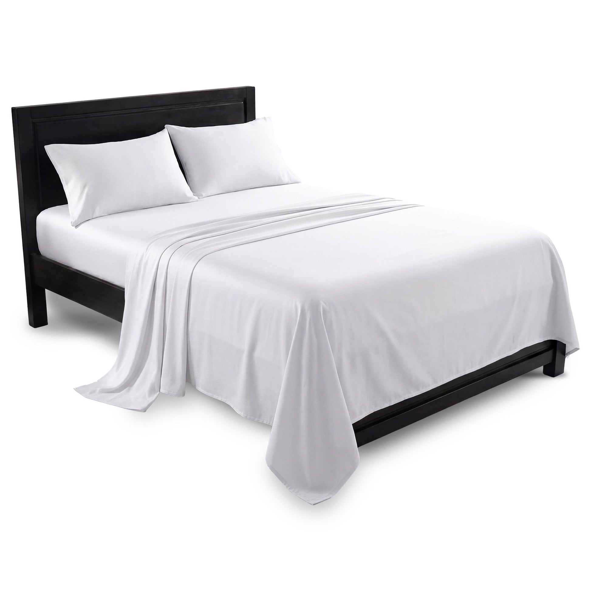 Laura Hill 750 Thread Count Pure Cotton Queen Bed Sheet Set 4 Piece Gift Pack - White V240-MAN-75TC-QN-WH