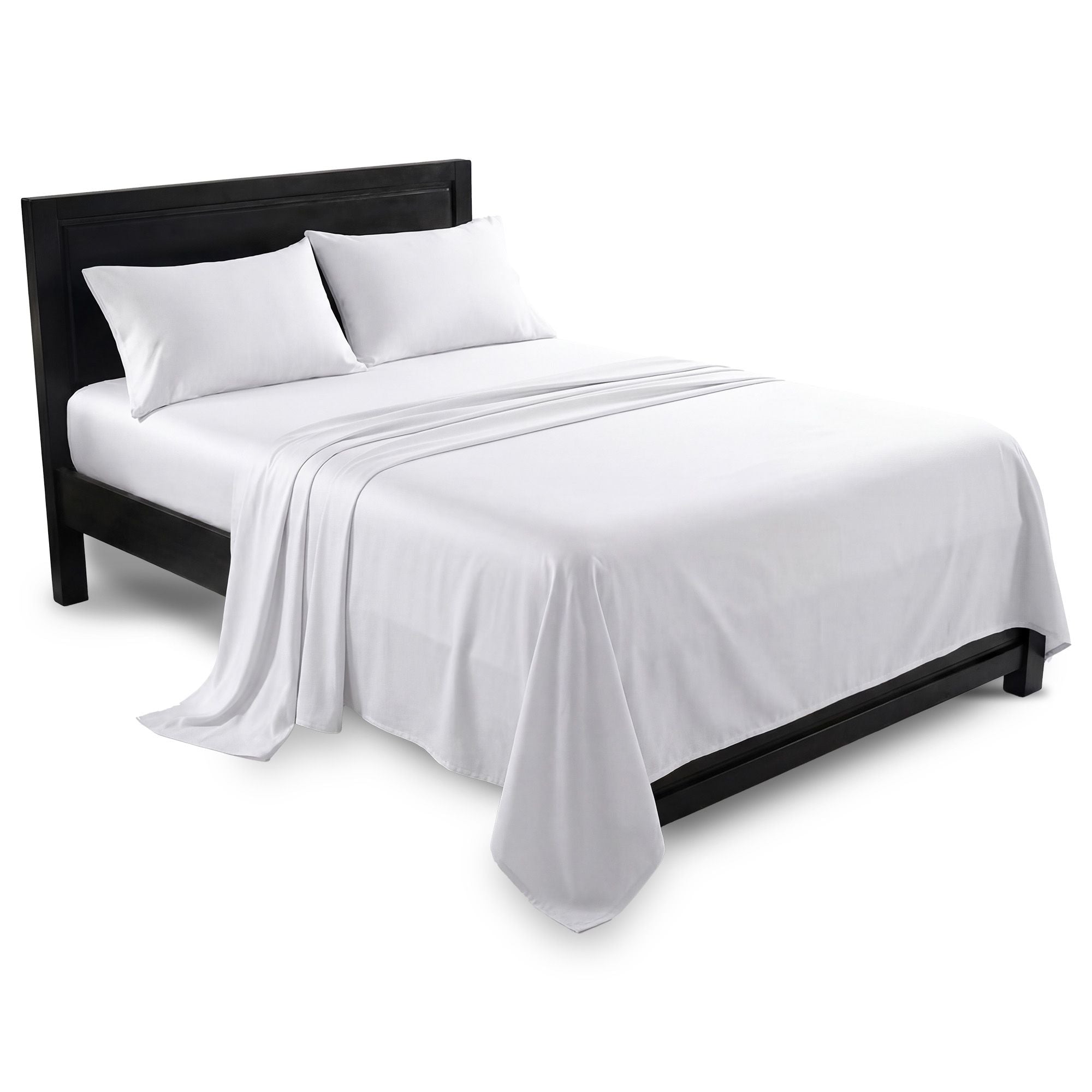 Laura Hill 750 Thread Count Pure Cotton Queen Bed Sheet Set 4 Piece Gift Pack - White V240-MAN-75TC-QN-WH