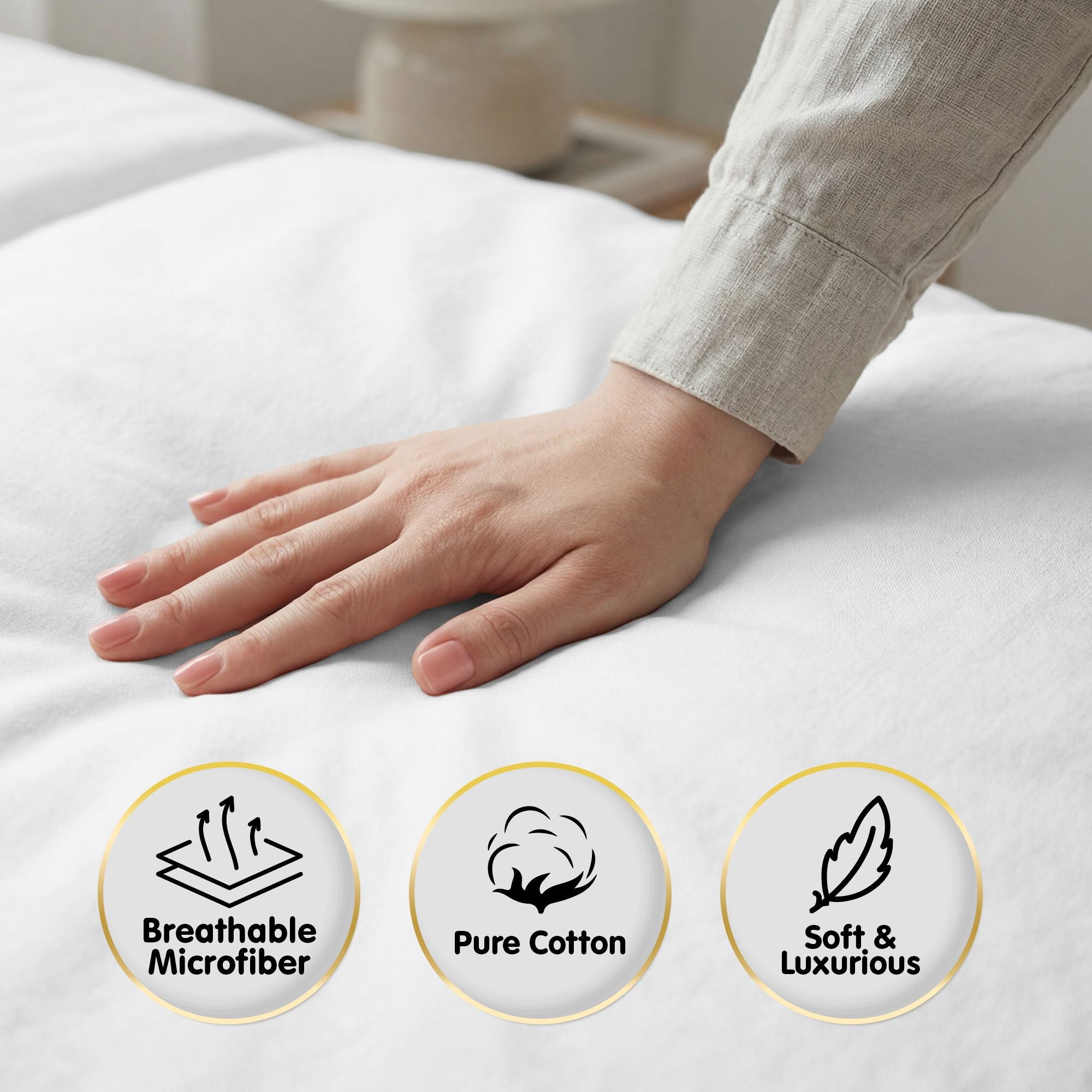 Laura Hill 750 Thread Count Pure Cotton Queen Bed Sheet Set 4 Piece Gift Pack - White V240-MAN-75TC-QN-WH