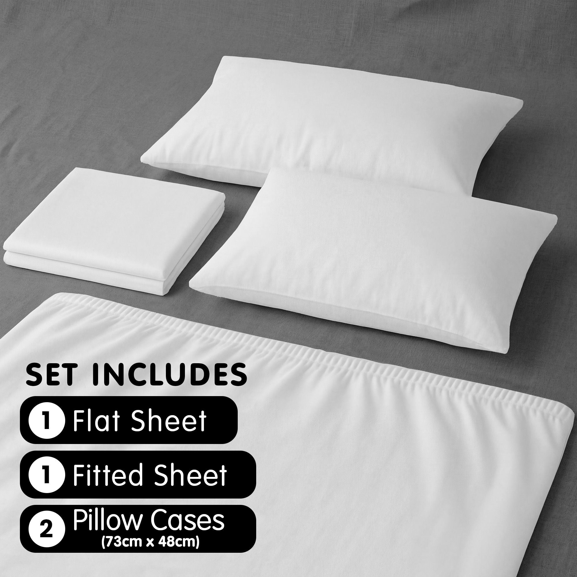 Laura Hill 750 Thread Count Pure Cotton Queen Bed Sheet Set 4 Piece Gift Pack - White V240-MAN-75TC-QN-WH