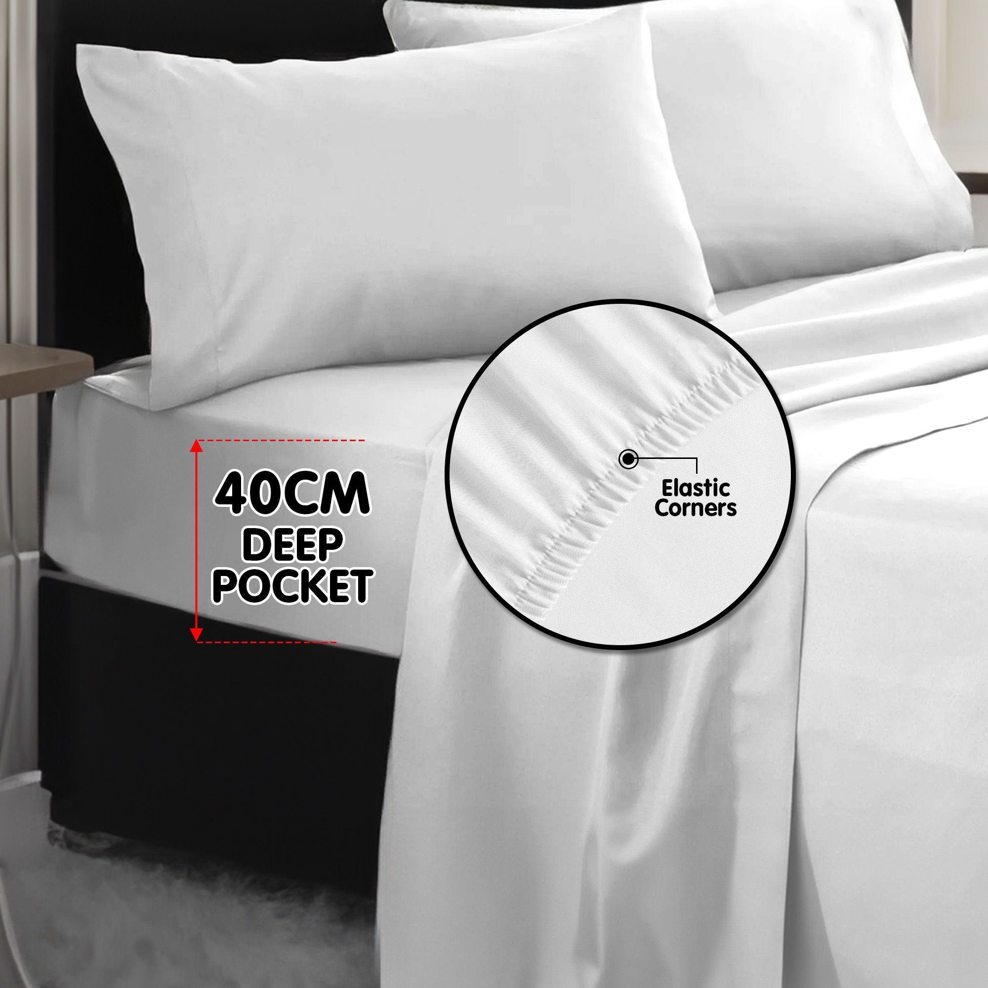 Laura Hill 750 Thread Count Pure Cotton Queen Bed Sheet Set 4 Piece Gift Pack - White V240-MAN-75TC-QN-WH
