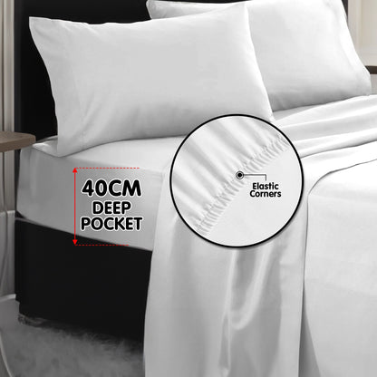 Laura Hill 750 Thread Count Pure Cotton Queen Bed Sheet Set 4 Piece Gift Pack - White V240-MAN-75TC-QN-WH