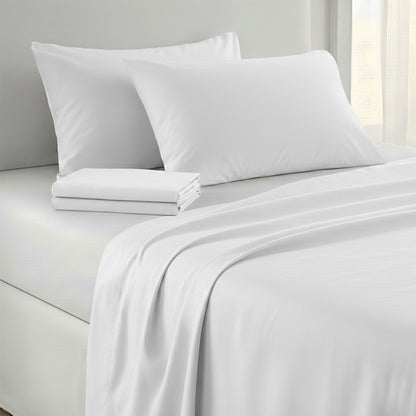 Laura Hill 750 Thread Count Pure Cotton Queen Bed Sheet Set 4 Piece Gift Pack - White V240-MAN-75TC-QN-WH