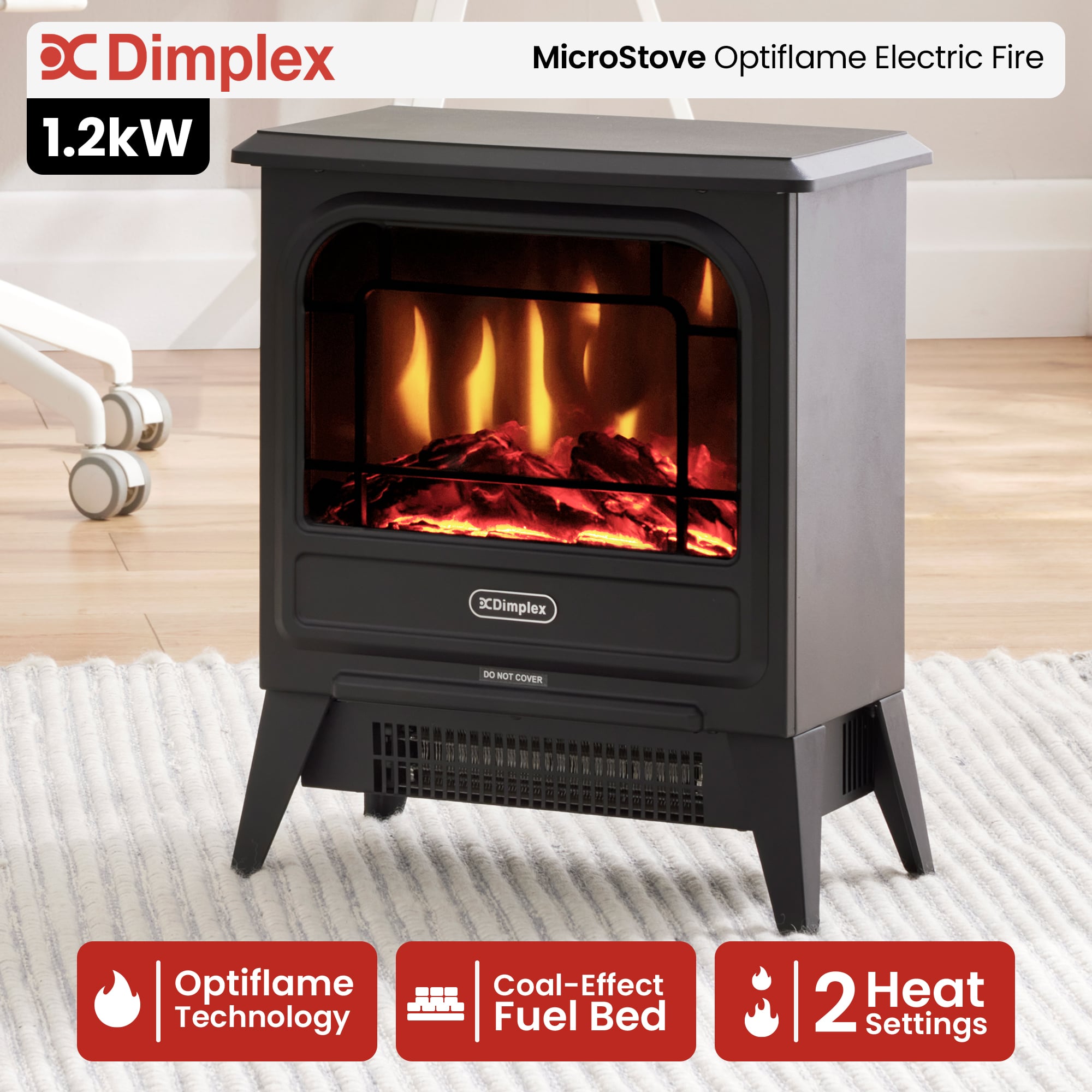 Dimplex 1.2kW MicroStove Optiflame Portable Electric Fire Stove V240-MCFSTV12-AU