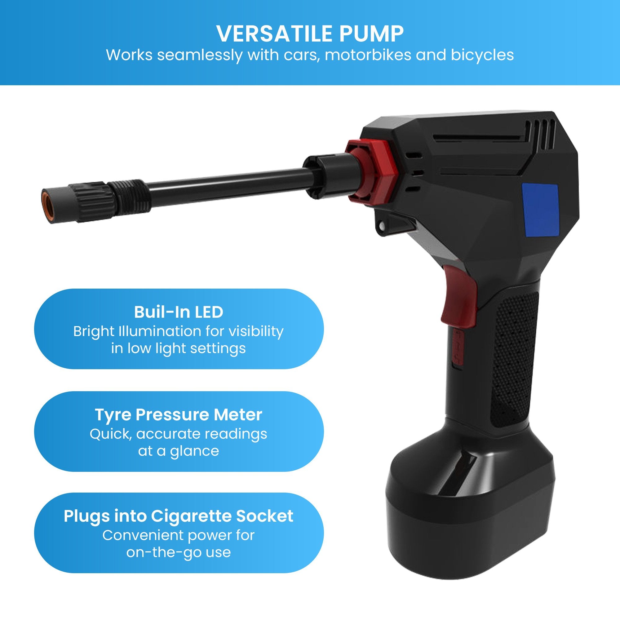 MEC Maxim ATP 12V Tyre Pump Portable Electric Car Tyre Air Pump with LED Light Digital Pressure Metre V240-MEC-ATP