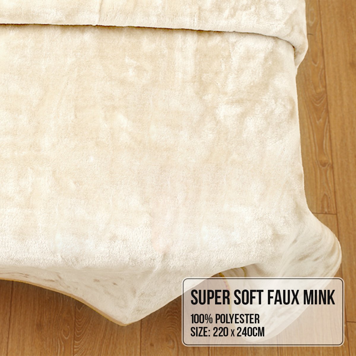 Laura Hill Mink Blanket Double Sided 600GSM Queen Size Beige V240-MINK-BE