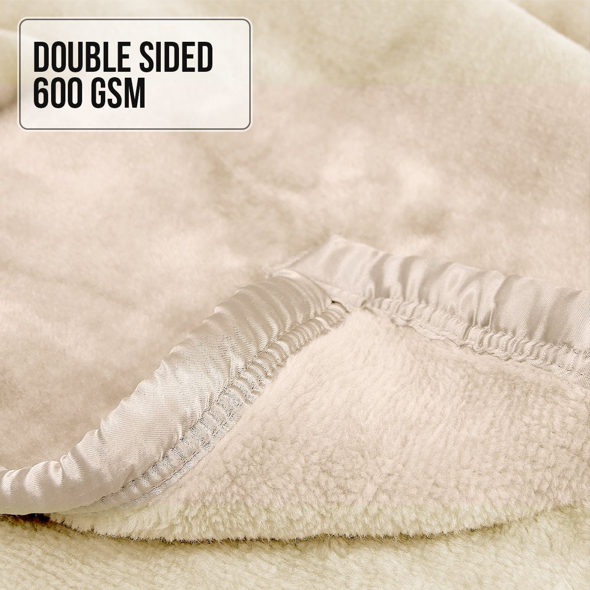 Laura Hill Mink Blanket Double Sided 600GSM Queen Size Beige V240-MINK-BE