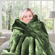 Laura Hill 600gsm Faux Mink Blanket Queen Size Double-sided Throw Rug Large Super Luxurious Soft - Green V240-MINK-GN