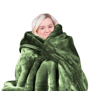 Laura Hill 600gsm Faux Mink Blanket Queen Size Double-sided Throw Rug Large Super Luxurious Soft - Green V240-MINK-GN