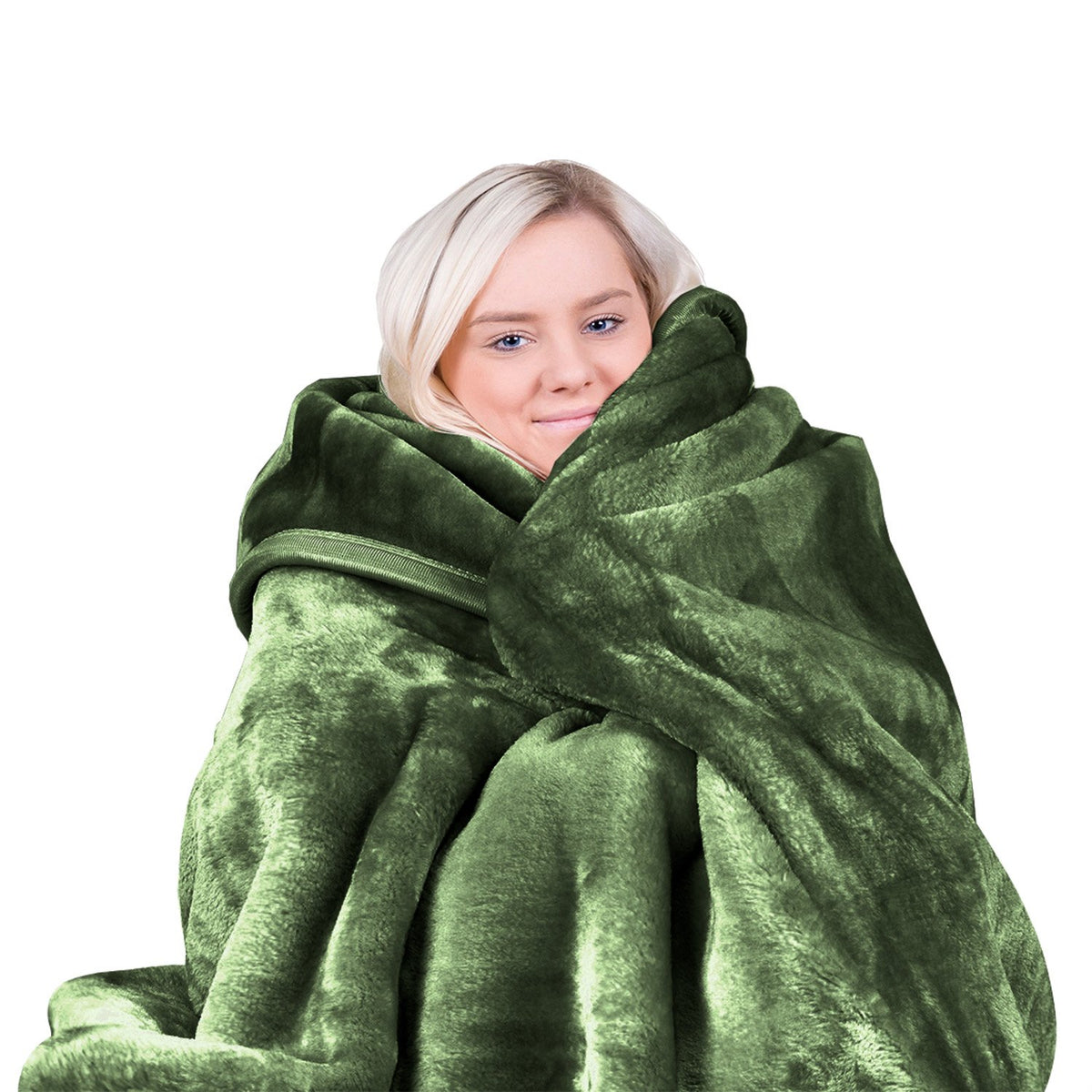 Laura Hill 600gsm Faux Mink Blanket Queen Size Double-sided Throw Rug Large Super Luxurious Soft - Green V240-MINK-GN