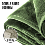 Laura Hill 600gsm Faux Mink Blanket Queen Size Double-sided Throw Rug Large Super Luxurious Soft - Green V240-MINK-GN