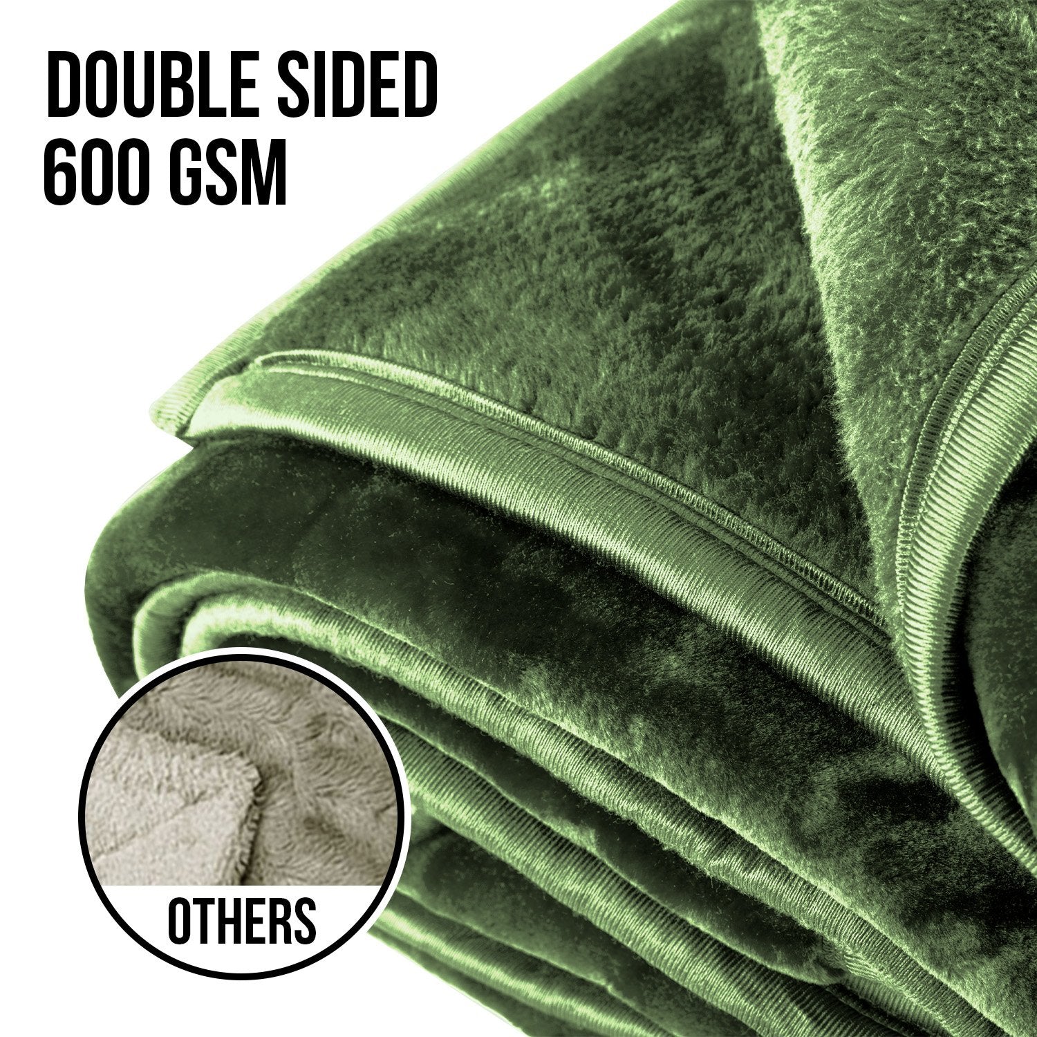 Laura Hill 600gsm Faux Mink Blanket Queen Size Double-sided Throw Rug Large Super Luxurious Soft - Green V240-MINK-GN