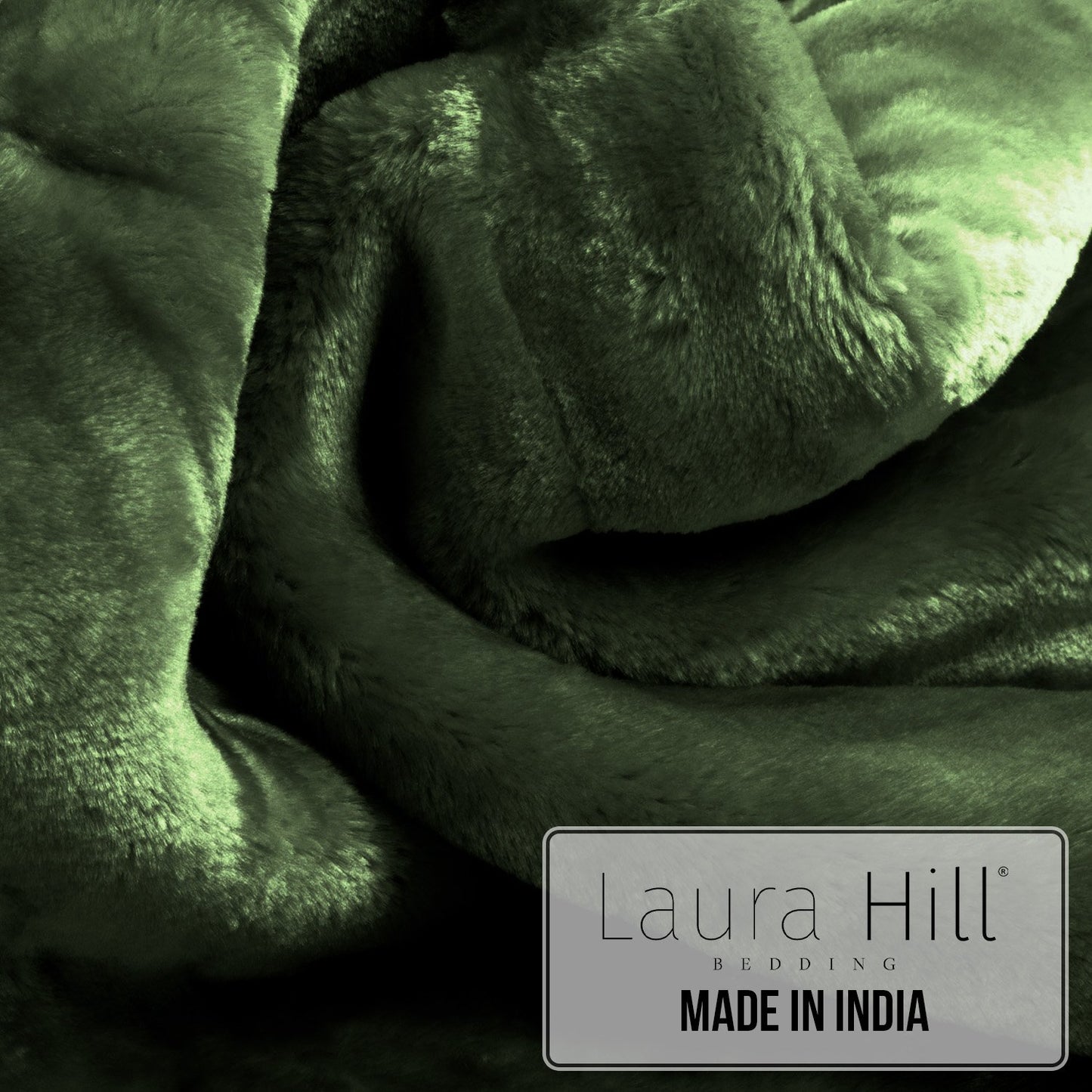 Laura Hill 600gsm Faux Mink Blanket Queen Size Double-sided Throw Rug Large Super Luxurious Soft - Green V240-MINK-GN