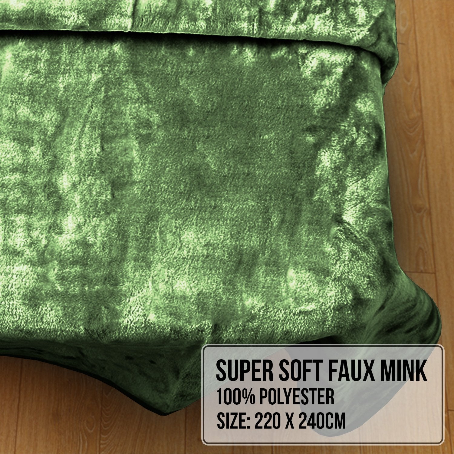 Laura Hill 600gsm Faux Mink Blanket Queen Size Double-sided Throw Rug Large Super Luxurious Soft - Green V240-MINK-GN
