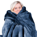 Laura Hill 600gsm Faux Mink Blanket Queen Size Double-sided Throw Rug Large Super Luxurious Soft - Blue V240-MINK-NY
