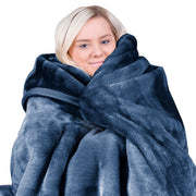 Laura Hill 600gsm Faux Mink Blanket Queen Size Double-sided Throw Rug Large Super Luxurious Soft - Blue V240-MINK-NY