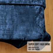 Laura Hill 600gsm Faux Mink Blanket Queen Size Double-sided Throw Rug Large Super Luxurious Soft - Blue V240-MINK-NY