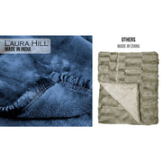 Laura Hill 600gsm Faux Mink Blanket Queen Size Double-sided Throw Rug Large Super Luxurious Soft - Blue V240-MINK-NY