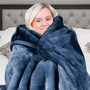 Laura Hill 600gsm Faux Mink Blanket Queen Size Double-sided Throw Rug Large Super Luxurious Soft - Blue V240-MINK-NY