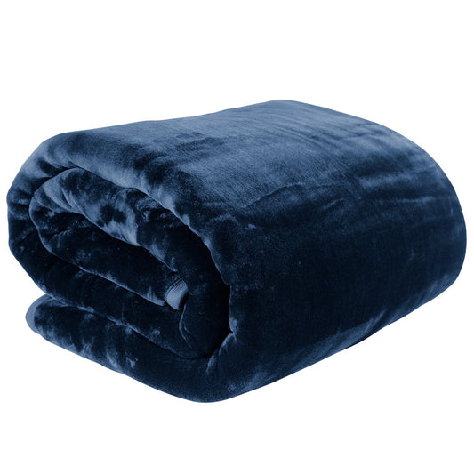 Laura Hill 600gsm Faux Mink Blanket Queen Size Double-sided Throw Rug Large Super Luxurious Soft - Blue V240-MINK-NY