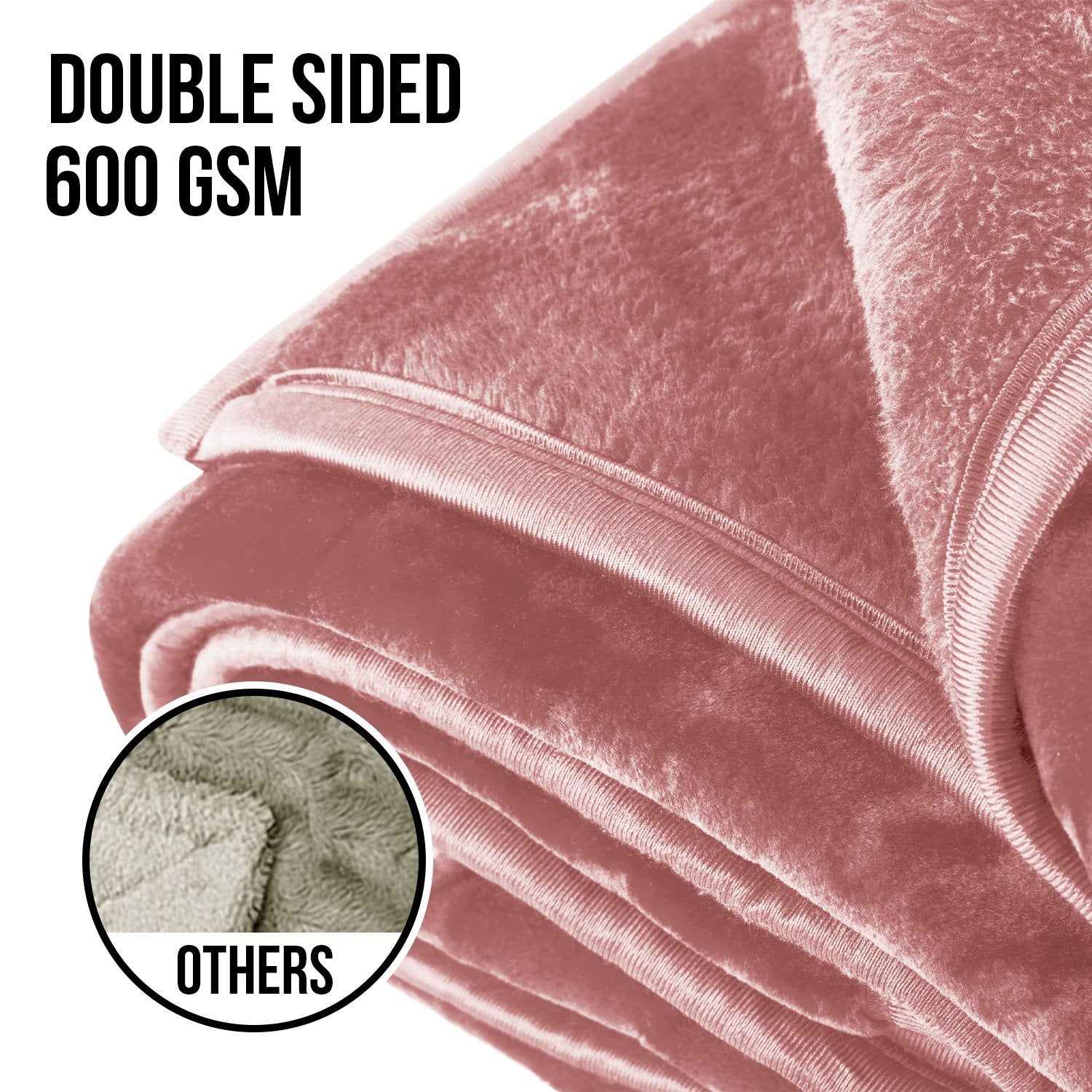 Laura Hill Mink Blanket Queen Size Double-sided Soft Plush Bed Faux Throw Rug 220 X 240cm (pink) V240-MINK-PK