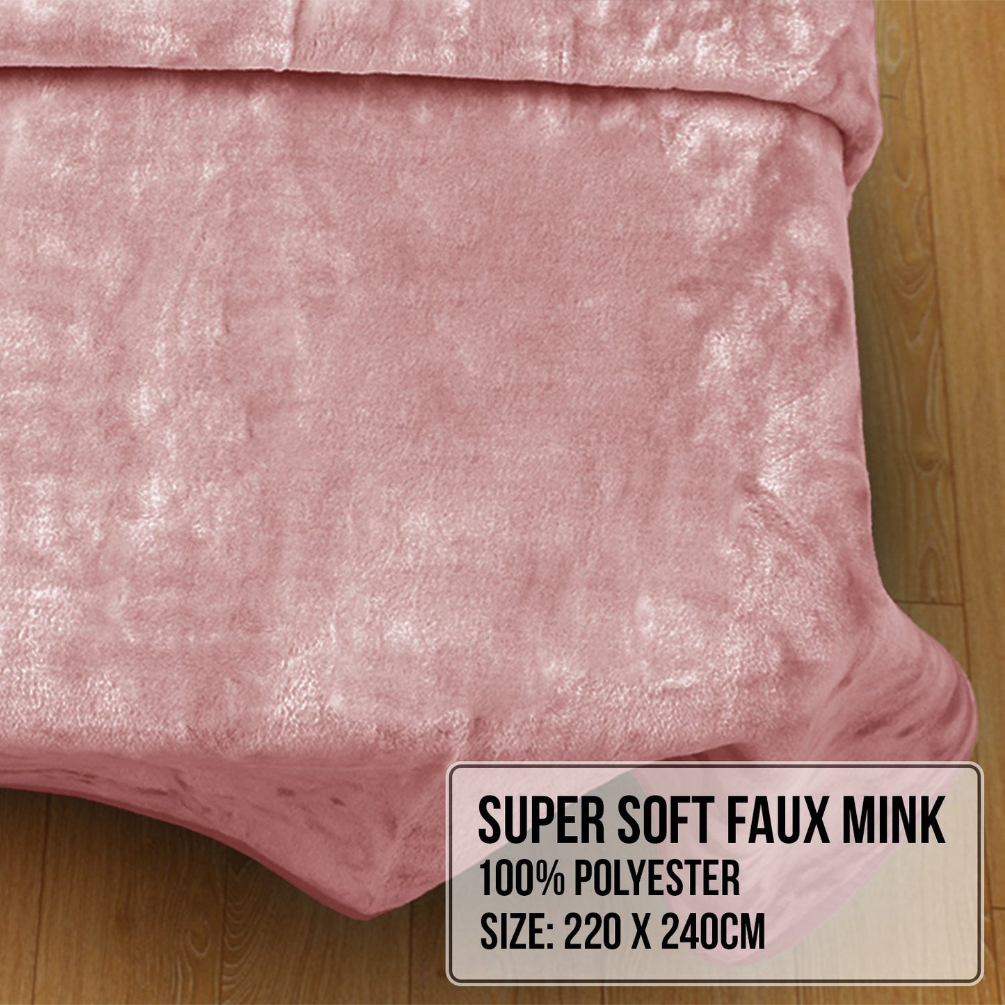 Laura Hill Mink Blanket Queen Size Double-sided Soft Plush Bed Faux Throw Rug 220 X 240cm (pink) V240-MINK-PK