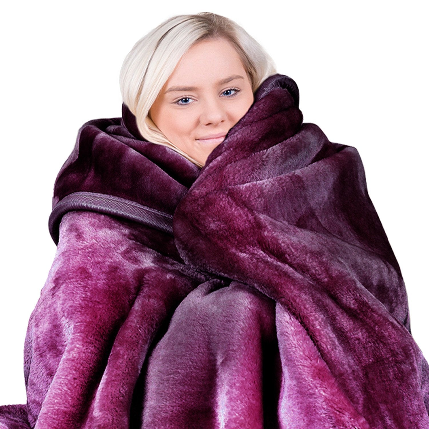Laura Hill Mink Blanket Throw Purple Double Sided Queen Size Soft Plush Bed Faux Rug V240-MINK-PU