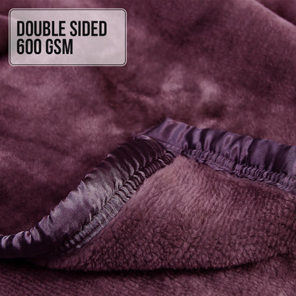 Laura Hill Mink Blanket Throw Purple Double Sided Queen Size Soft Plush Bed Faux Rug V240-MINK-PU