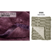 Laura Hill Mink Blanket Throw Purple Double Sided Queen Size Soft Plush Bed Faux Rug V240-MINK-PU
